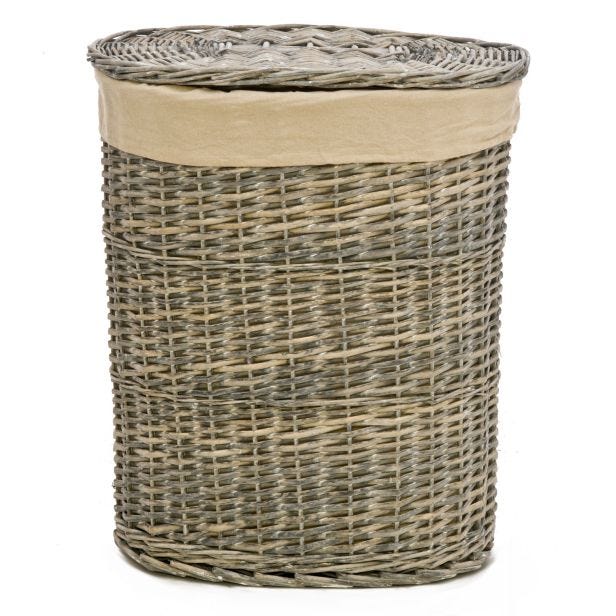 Casa Wicker Laundry Basket, Large, Natural/Grey