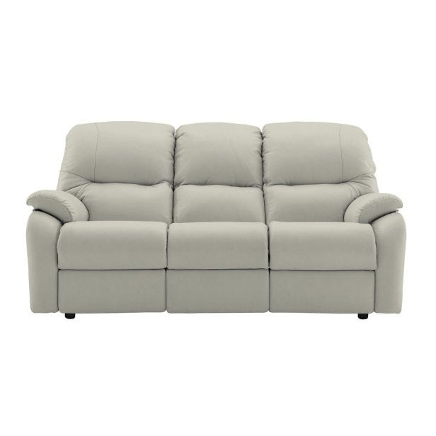 G Plan Mistral 3 Seater Small Leather Sofa, Husk Alabaster
