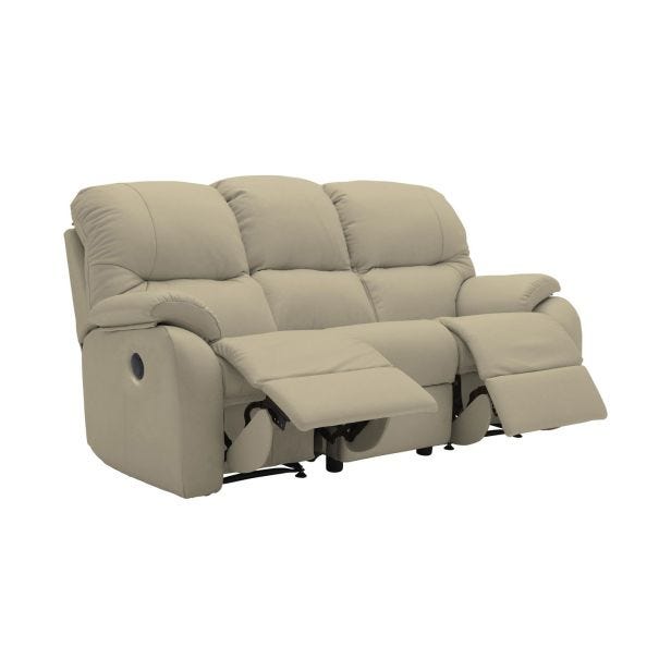 G Plan Mistral 3 Seater Double Manual Recliner Leather Sofa, Capri Stone