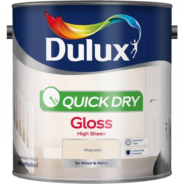 Dulux Quick Dry Gloss Paint, 750ml, Magnolia