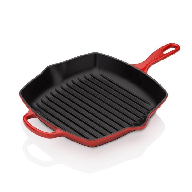 Le Creuset Signature Cast Iron Square Grillit, 26cm, Cerise