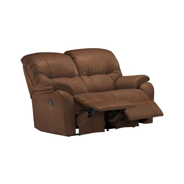 G Plan Mistral 2 Seater Small Double Manual Recliner Leather Sofa, Dallas Tan