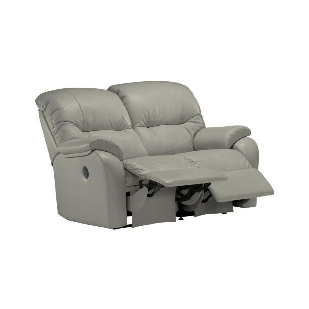 G Plan Mistral Small 2 Seater Double Manual Recliner Leather Sofa, Husk Alabaster