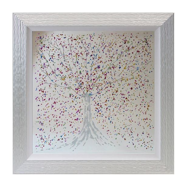 Complete Colour Mirror Rainbow Tree, Framed Liquid Art