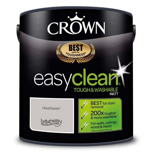Crown Easyclean Matt Emulsion Paint, 2.5L, Cloud Burst