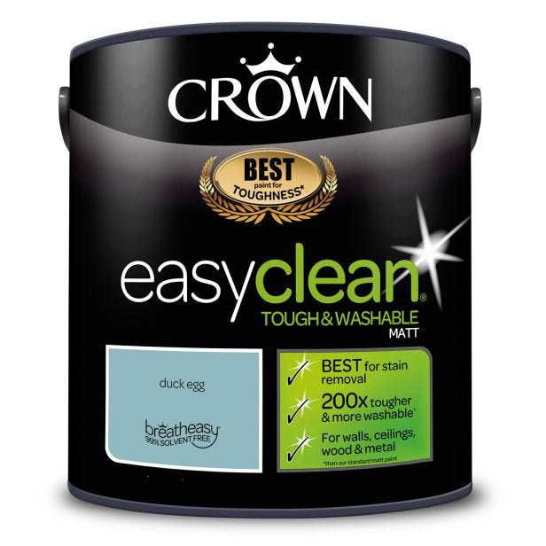 Crown Easyclean Matt Emulsion Paint, 2.5L, Duck Egg