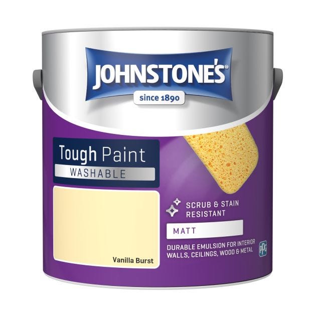 Johnstone's Washable Matt Emulsion Paint, 2.5L, Vanilla Burst