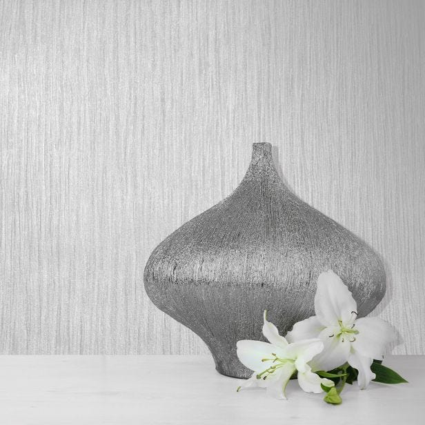 Muriva Lustre Texture Wallpaper, Silver