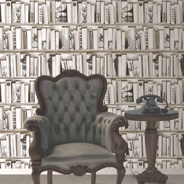 Muriva Encyclopedia Wallpaper, Beige