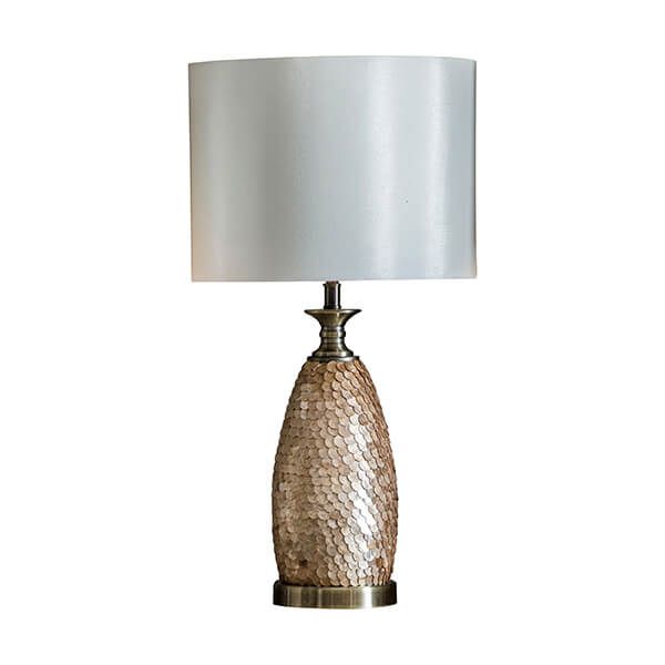 Endon Dahlia Table Lamp, Antique Brass