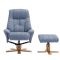 Casa Trento Fabric Recliner Swivel Chair & Footstool, Marine