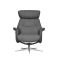 Casa Porto Leather Recliner Swivel Chair & Footstool, Charcoal