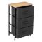5five Tissa 3 Fabric Drawer Unit, Black & Natural