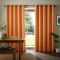 Orla Kiely Linear Stem Eyelet Curtains, 168 X 183cm, Burnt Orange