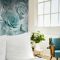 Muriva Madison Rose Floral Glitter Wallpaper, Aqua
