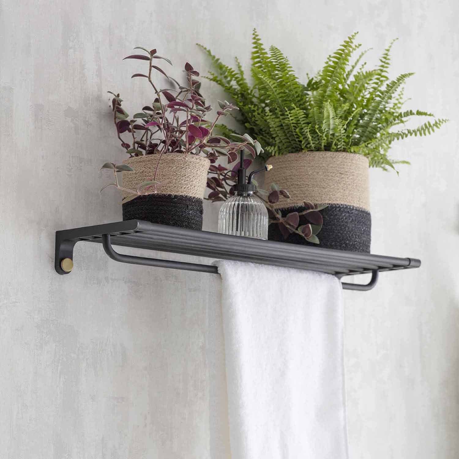 Wall shelf with towel bar hotsell