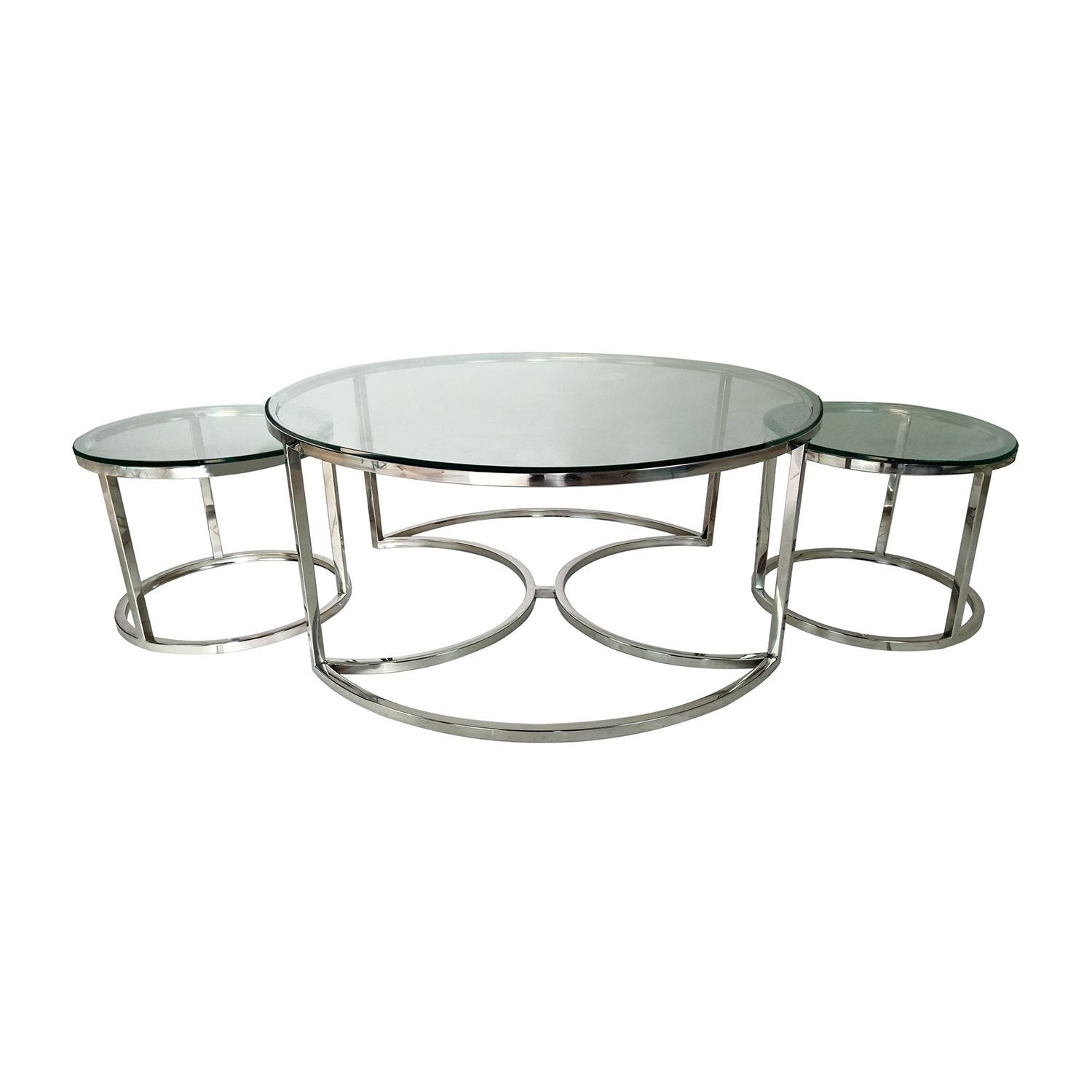 Double sales glass table