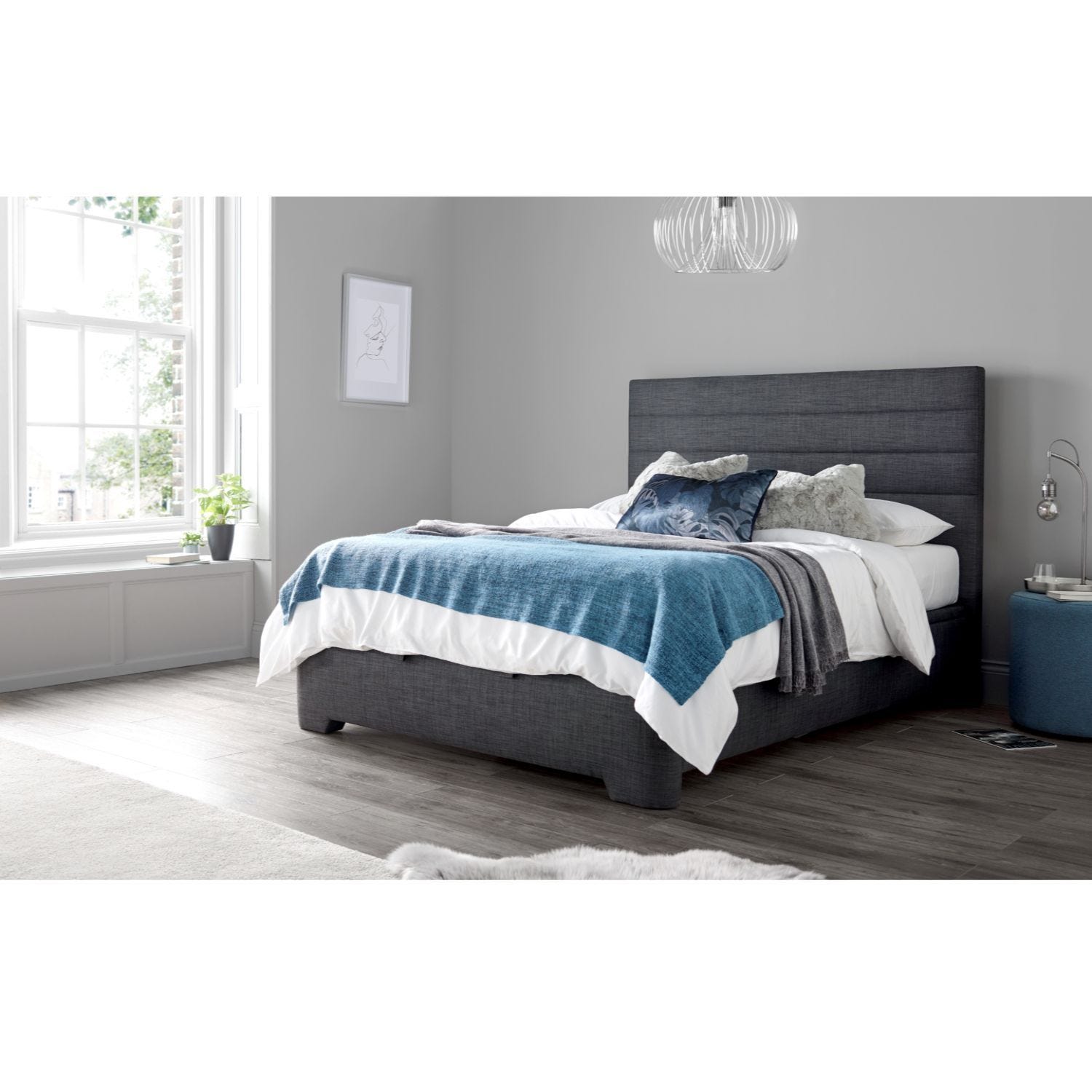 Casa Aster Ottoman Bed Frame Super King Pendle Slate Lee