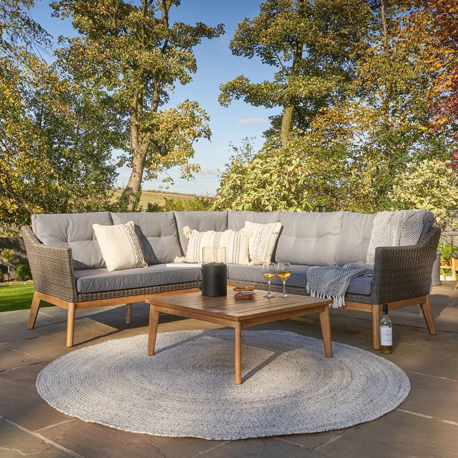 Garden corner sofa in clearance stock