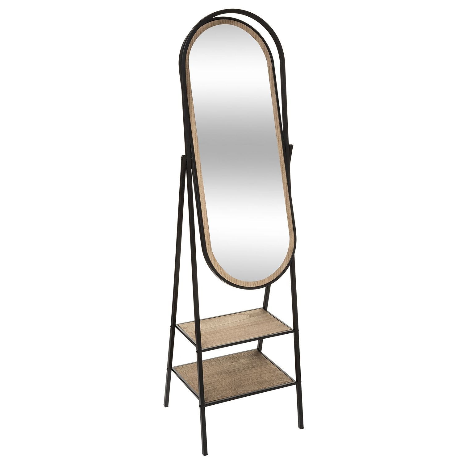 Oval mirror on sale with storage