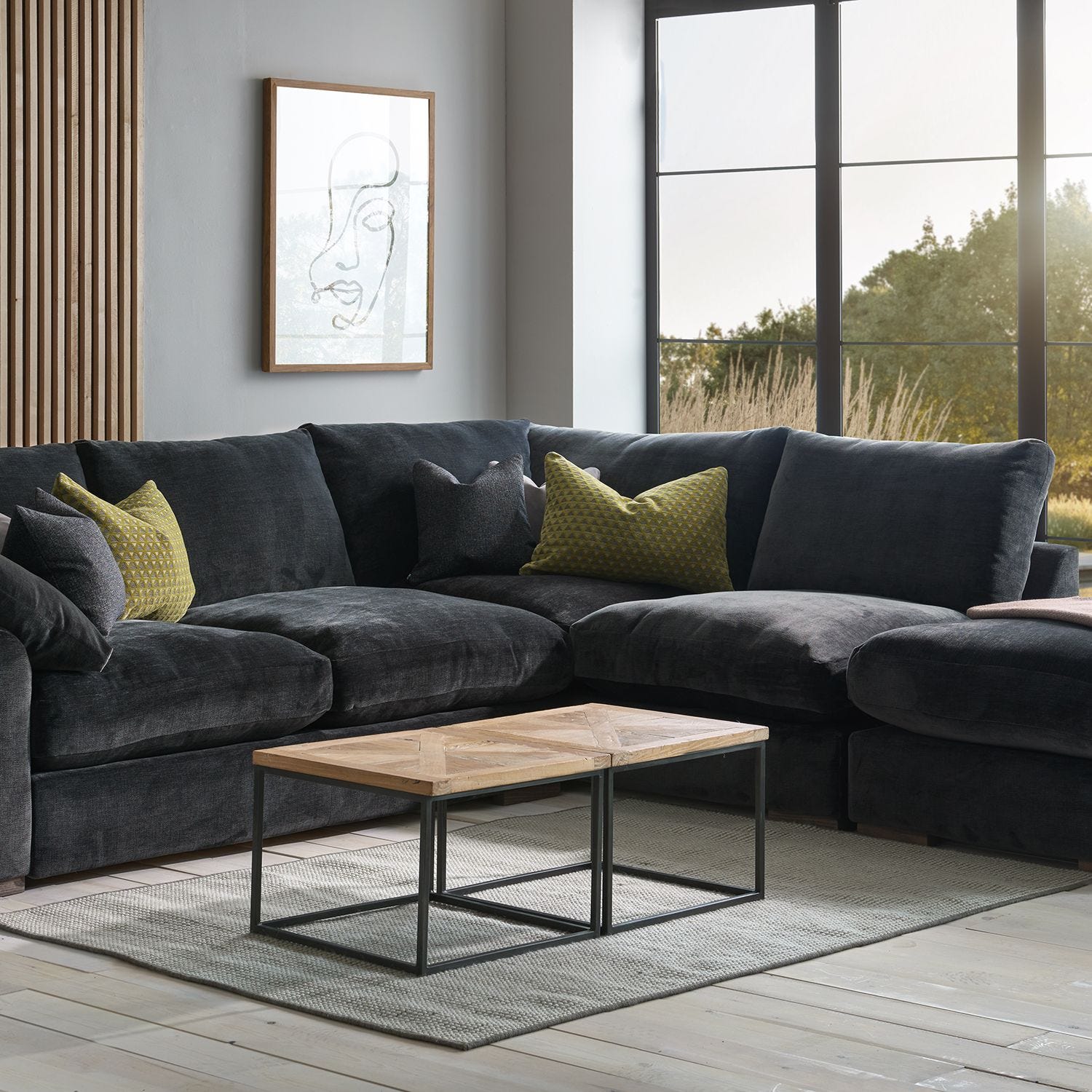 Sofa with top chaise coffee table