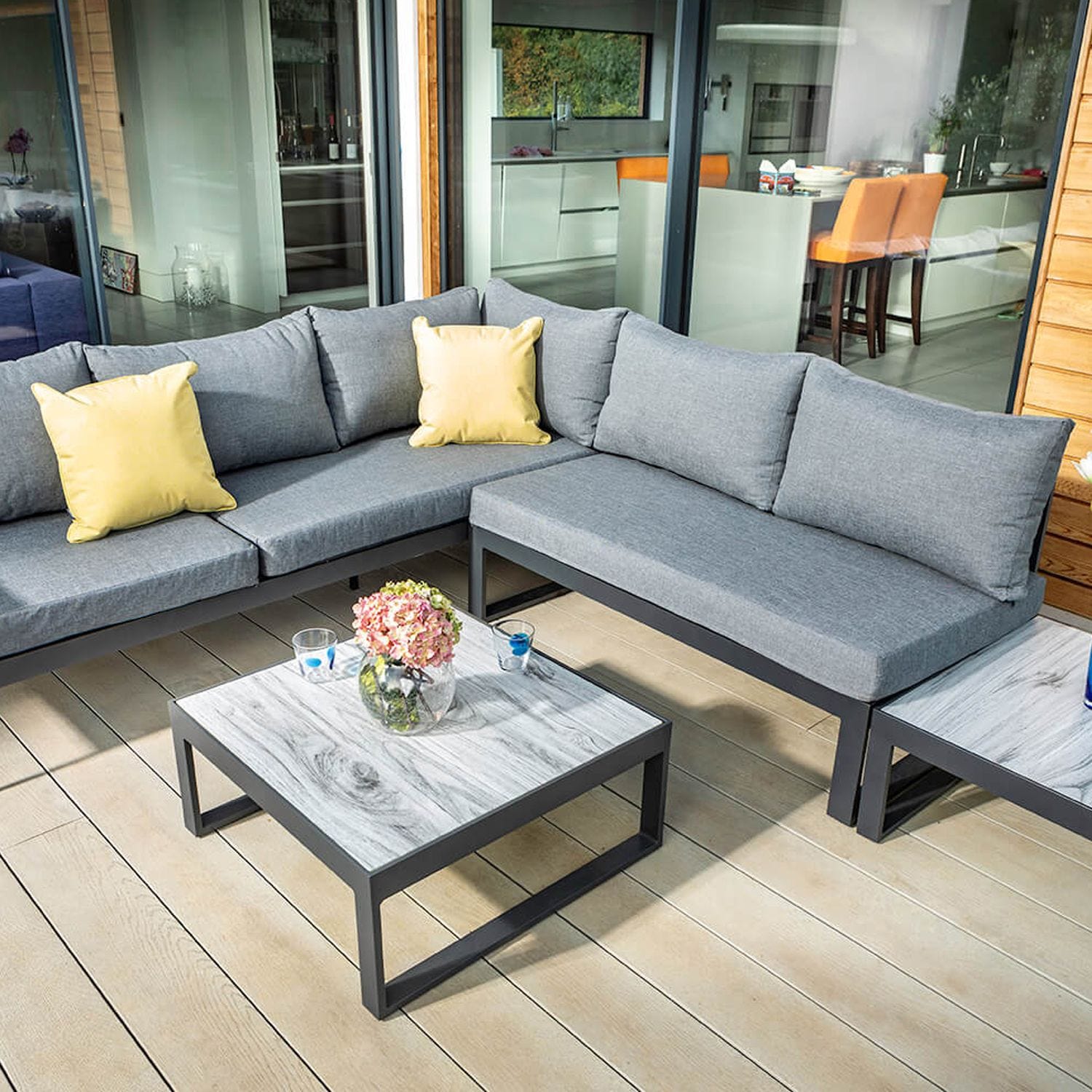 Hartman Vienna Square Garden Corner Set with Lounger Grey