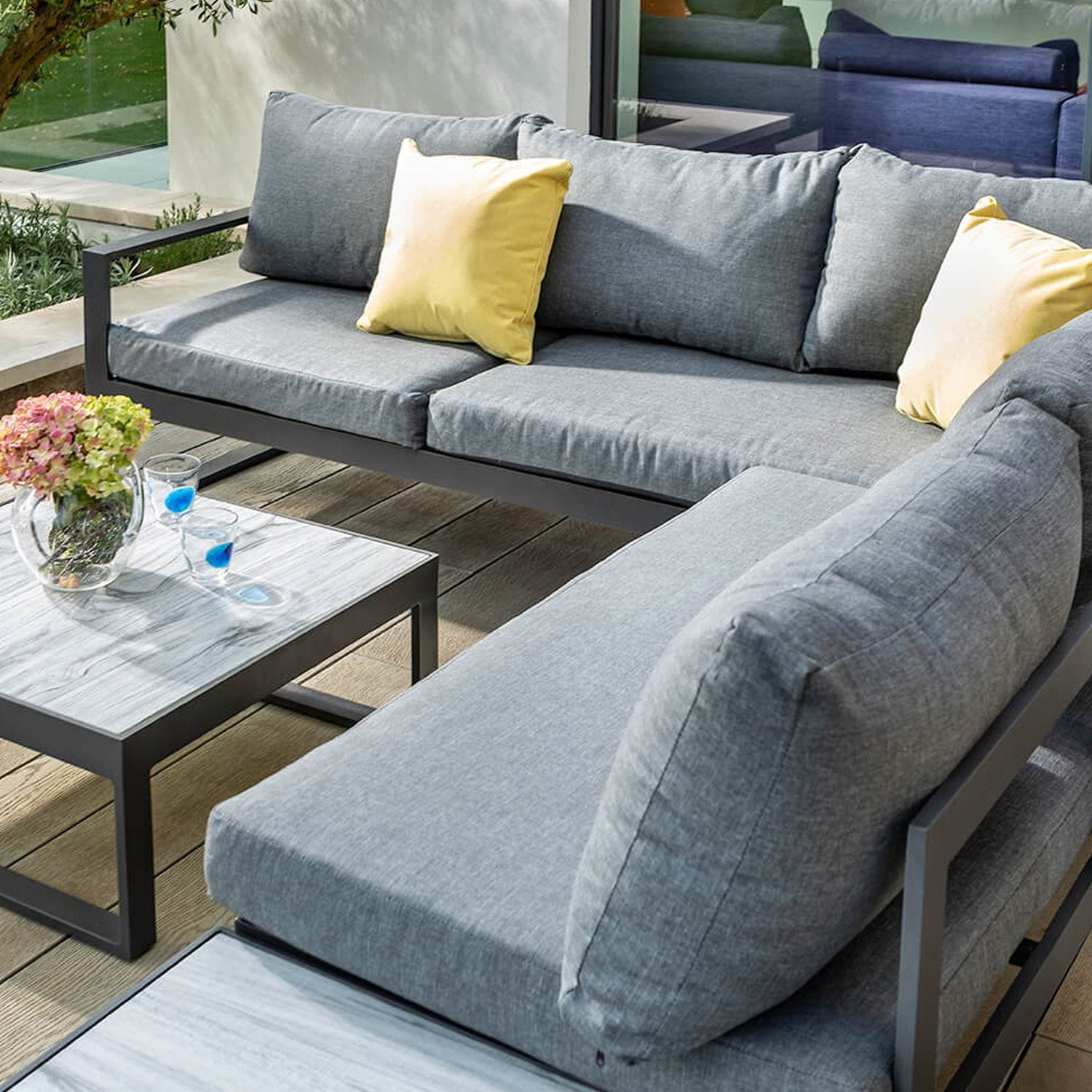 Hartman Vienna Square Garden Corner Set with Lounger Grey