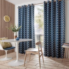 Orla Kiely Linear Stem Curtains, 229 x 183cm, Whale