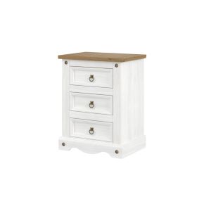 Casa Connor 3 Drawer Bedside Cabinet, White