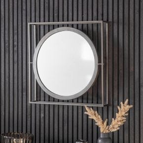 Gallery Hague Round Mirror, Zinc