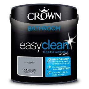 Crown Easyclean Bathroom Mid Sheen Emulsion Paint, 2.5L, Blue Gravel