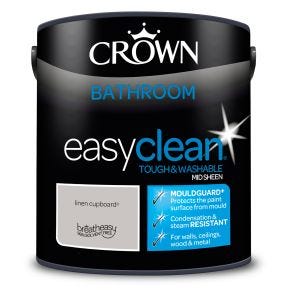 Crown Easyclean Bathroom Mid Sheen Emulsion Paint, 2.5L, Linen Cupboard