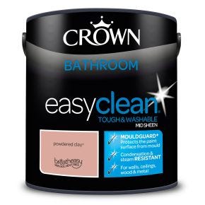 Crown Easyclean Bathroom Mid Sheen Emulsion Paint, 2.5L, Powdered Clay