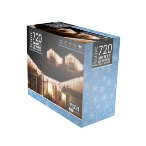 Festive 720 LED Snowing Icicle Lights, Bright White