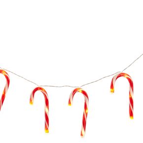 Festive Battery Operated Candy Cane String Lights