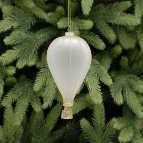 Festive Frosted Hot Air Balloon Hanging Tree Decoration
