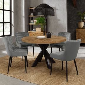 Casa Eclipse Round Dining Table, Rustic Oak