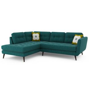 Orla Kiely Ivy Right Hand Facing Fabric Corner Sofa, Eske Teal