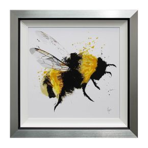 Complete Colour Scruffy Bumble Bee 2, Framed Liquid Art