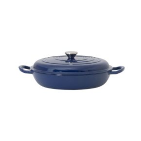 Casa Cast Iron Shallow Casserole Dish, 30cm, Blue