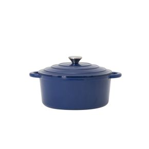 Casa Cast Iron Casserole Dish, 26cm, Blue