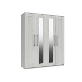 Casa Madrid 4 Door Mirrored Wardrobe, Grey