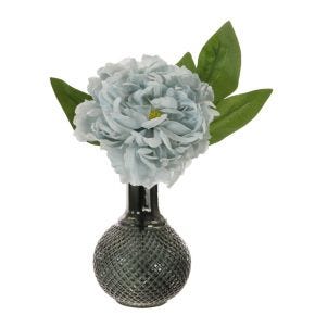 Peony Arrangement in Round Vase, Duck Egg