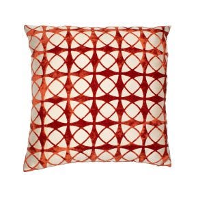 Malini Spiral Cut Velvet Cushion, Burnt Orange