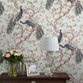 Laura Ashley Belvedere Wallpaper, Duck Egg