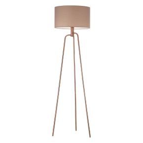 Village at Home Jerry Floor Lamp, Antique Copper & Taupe