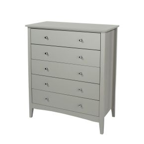 Casa Carla 5 Drawer Chest, Light Grey