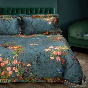 Timorous Beasties Bloomsbury Garden Duvet Set, King, Teal