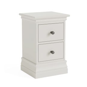 Casa Anna Narrow 2 Drawer Bedside Cabinet, Cotton White