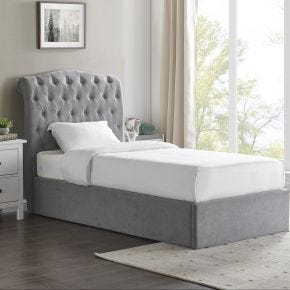 Casa Gerbera Storage Bed Frame, King, Light Grey